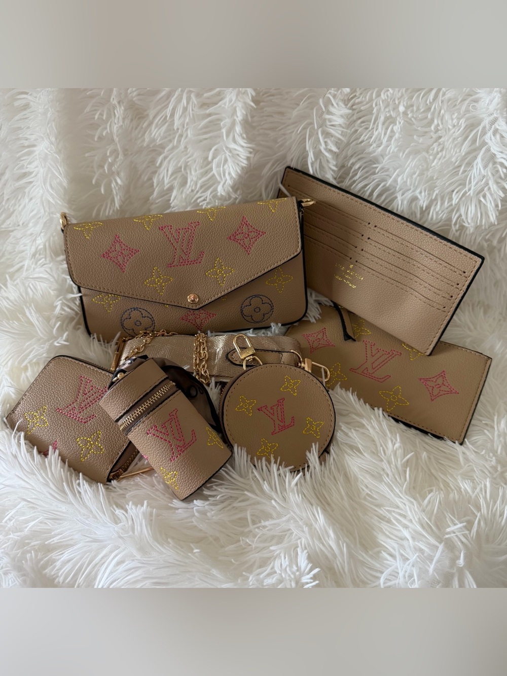 6-Piece Crossbody Bag Set w/ 2 Straps + Box – Complete Gift-Ready Set- Insp.